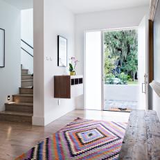 Contemporary Foyer With Colorful Rug