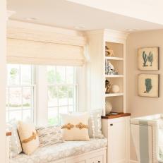 Built-In Window Seat With Drawers and Display Shelves