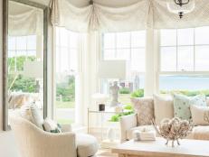 Cape Cod Guest Cottage Neutral Living Room With Large Windows