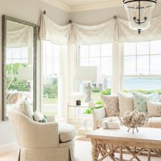 Cape Cod Guest Cottage Neutral Living Room With Big Windows