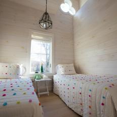 Cottage Guest Room With Pom Pom Bedding