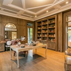 Library/Home Office With Dark-Gray-Stained Rift Oak Paneling
