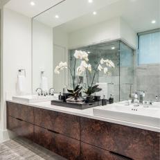 Modern Bathroom With White Orchid