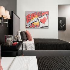 Black and Gray Bedroom With Pop Art