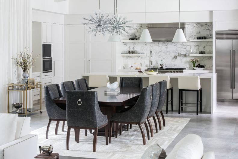 White Open Kitchen and Dining Room