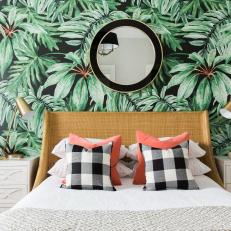 Palm Print Wallpaper in Guest Bedroom