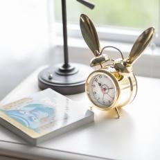 Golden Bunny Alarm Clock in Neutral Nursery