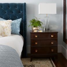 Luxurious Fabrics and Bold Stains Create a Stunning Master Bedroom 