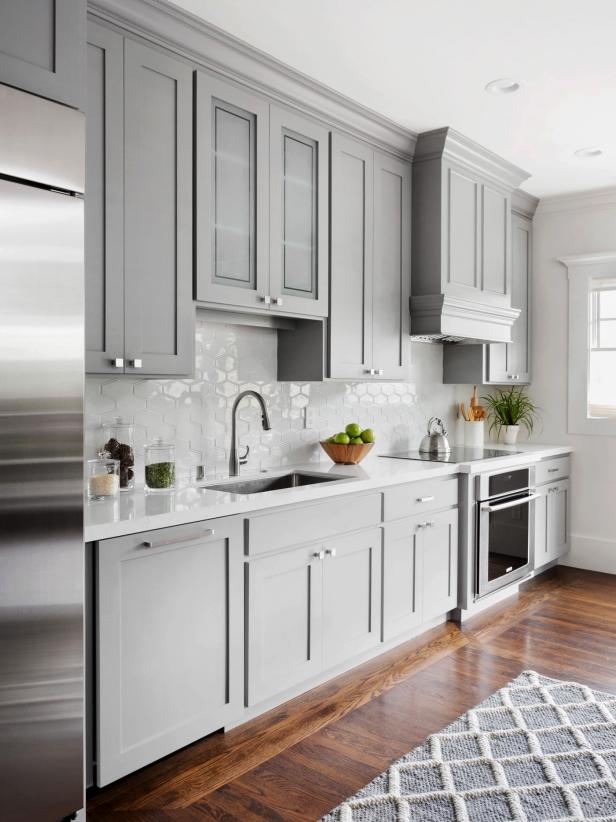20 Gray Kitchen Cabinets We Re Loving, White Grey Kitchen Cabinets