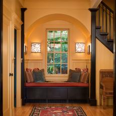 Arched Under-the-Stairs Alcove With Window Seat 