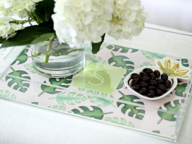 Acrylic Serving Tray Styled with Flower