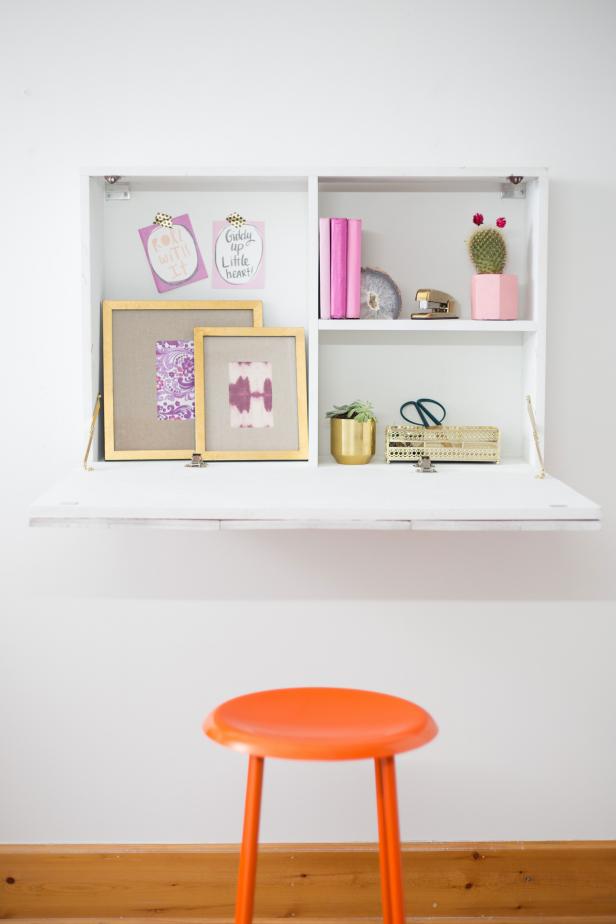 Build A Wall Mounted Fold Down Desk, Bookcase With Fold Down Table