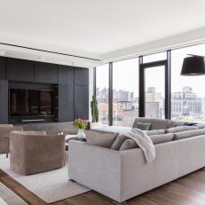 Neutral Television Viewing Area in Modern Penthouse Apartment