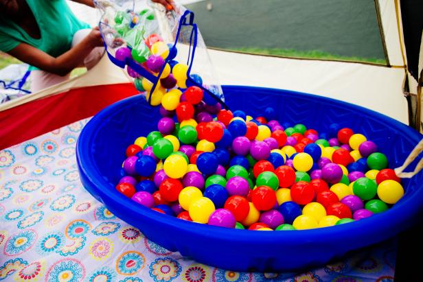 Fill the baby pool with colorful balls.
