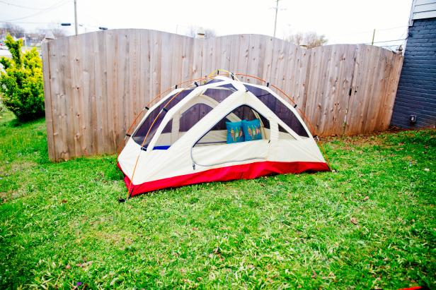 The portable tent playroom can be set up anywhere.