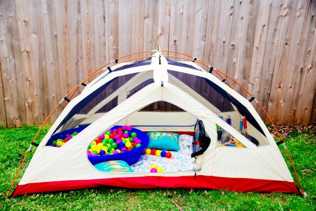 tent with toys in it