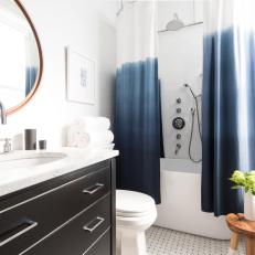 Modern Bathroom With Ombre Shower Curtains