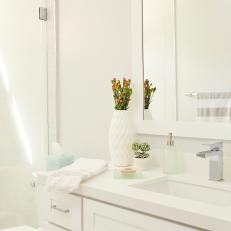 White Bathroom With Succulent