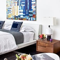 Contemporary Bedroom With Blue Painting