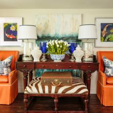Delightful Living Room with Tangerine Chairs