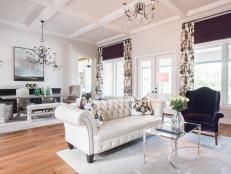 Living Room With Purple Shades