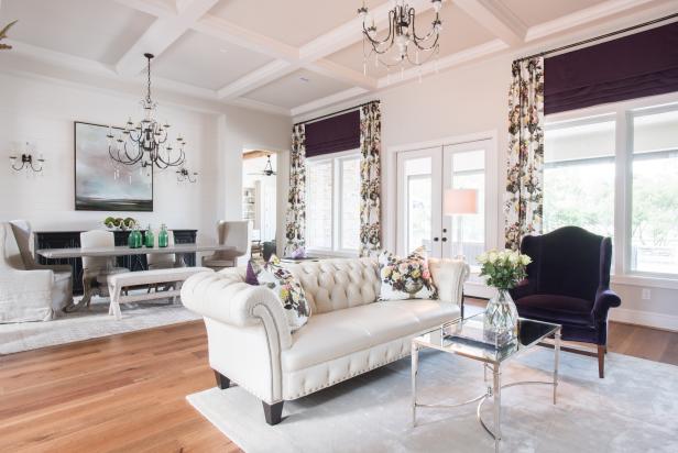 Living Room With Purple Shades