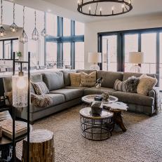 Open Plan Country Living Room With Sectional