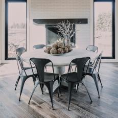 Country White Dining Room With Pinecones