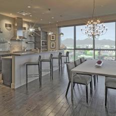Gray Contemporary Kitchen and Dining Area