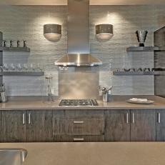 Gray Modern Kitchen With Cooktop