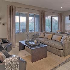 Neutral Contemporary Living Room With Desert View