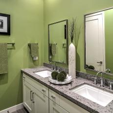 Green Contemporary Double-Vanity Bathroom