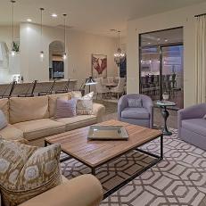 Southwestern Living Room With Purple Rug