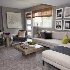 Modern Gray Living Room with Neutral Sectional 
