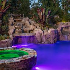 Tropical Swimming Pool With Smart Lighting