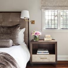 Neutral Master Bedroom Bed and Nightstand