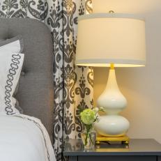 Tufted Headboard in Gray-and-White Bedroom