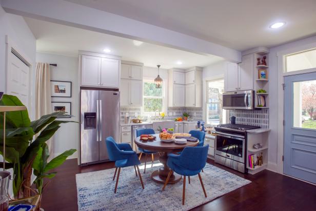 White Kitchen with  Double-Stacked Upper Cabinets 