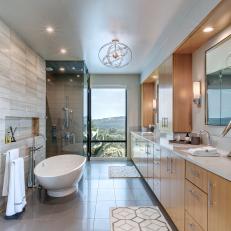 Spa Bathroom With Mountain View