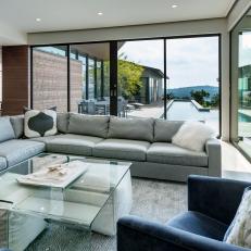 Modern Open Living Room With Pool View