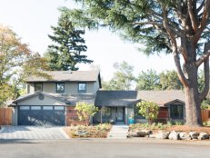 Front Exterior of Gray Transitional Home