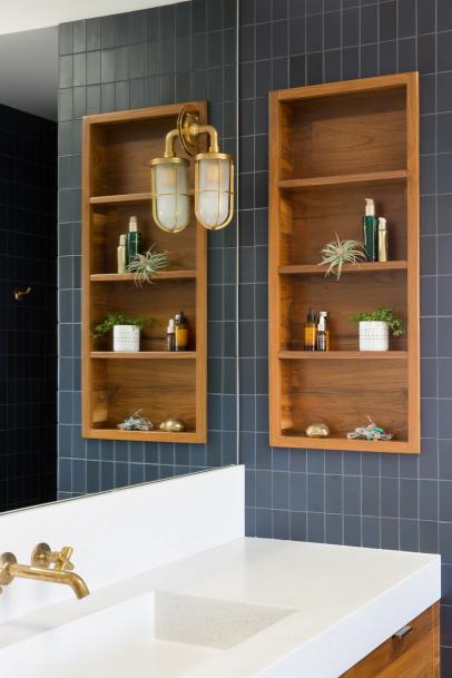 bathroom nook shelves