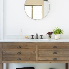 Bathroom Vanity and Round Mirror
