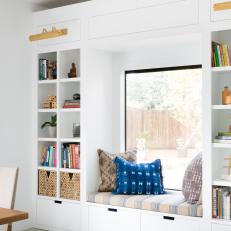 Built-In Window Seat and Bookshelves With Storage