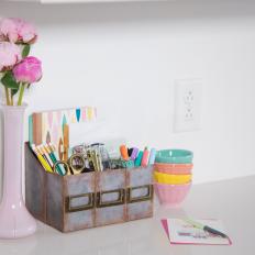 Galvanized Metal Cardboard Box Desk Organizer Beauty2