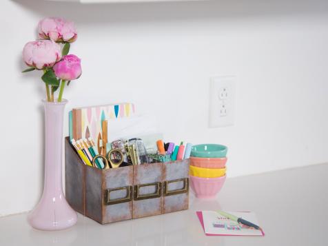 How to Make a Faux Metal Desk Organizer Out of Cardboard