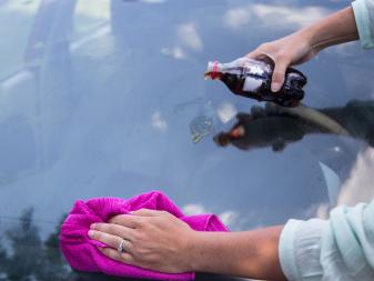 pouring soda on windshield