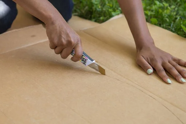 cutting cardboard