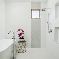 White Spa Bathroom With Open Shower