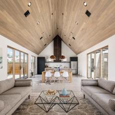 Contemporary Great Room With Vaulted Ceiling